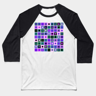 Abstract Square Geometric | Pop Fashion Modern Fusion Layered Blue Green Pink Sparse Baseball T-Shirt